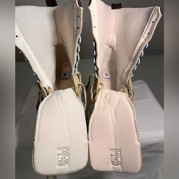 Baker’s Y2K Suede Nylon High Heel Ankle Boots Stylish Beige and Brown Size 8 1/2 - Picture 11 of 14